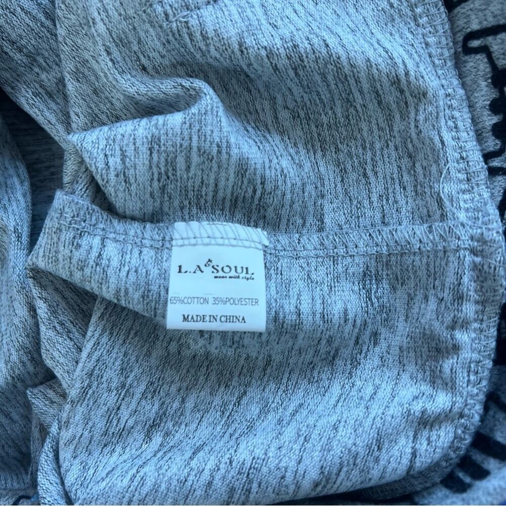 LA Soul NWOT Cute Novelty Cat Gray Hoodie Sweatshirt Size Small - Picture 12 of 13